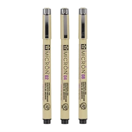 Tűfilc készlet SAKURA MICRON 3db-os 0,3mm 0,4mm 0,5 mm (02, 04, 08)