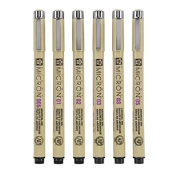 Tűfilc készlet SAKURA MICRON 6db-os 0,2mm 0,25mm 0,3mm 0,35mm 0,45mm 0,5mm