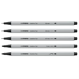 Tűfilc készlet STABILO Creative Tips ARTY 1 szín, fekete 5 különböző vastagság, összesen 5db filc