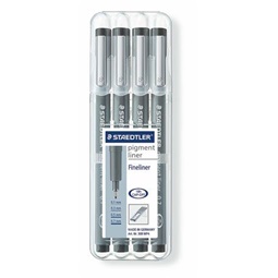 Tűfilc készlet 4db-os STAEDTLER Pigment Liner, fekete
