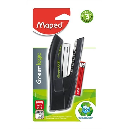 Tűzőgép MAPED Greenlogic Half-Strip 24/6 24/6, bliszter