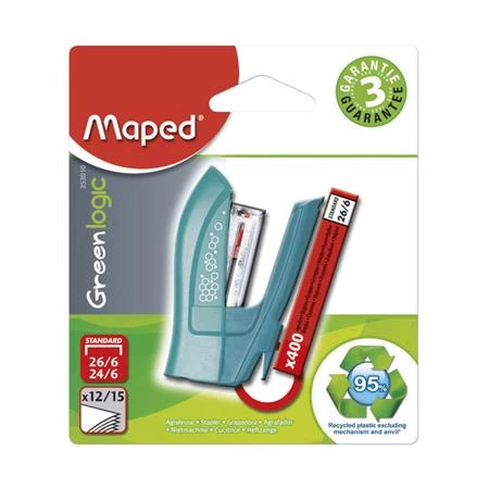 Tűzőgép MAPED Greenlogic Mini 24/6, 26/6, 12lapos vegyes színek