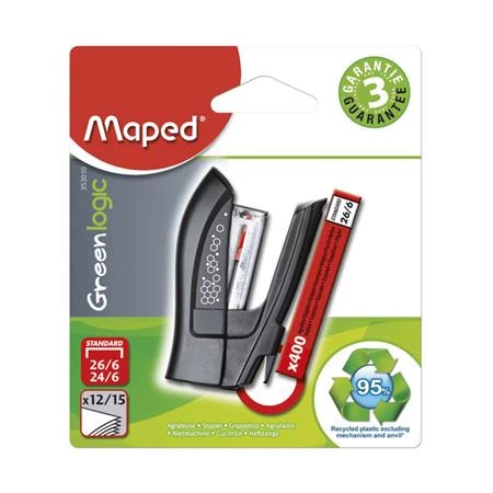 Tűzőgép MAPED Greenlogic Mini 24/6, 26/6, 12lapos vegyes színek