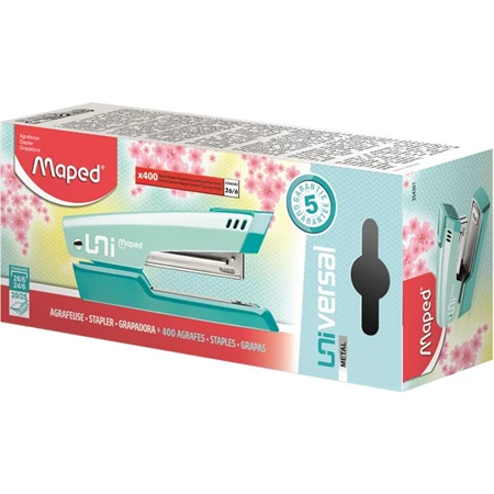 Tűzőgép MAPED Universal Metal Half-Strip Pastel 24/6, 26/6, 25 lap pasztell türkiz