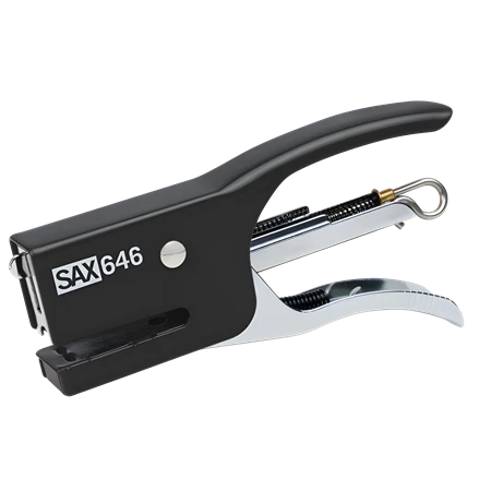 Tűzőgép SAX 646 DESIGN kalauz 10/5-ös kapoccsal, 15 lap, fekete felület, 5 év garancia