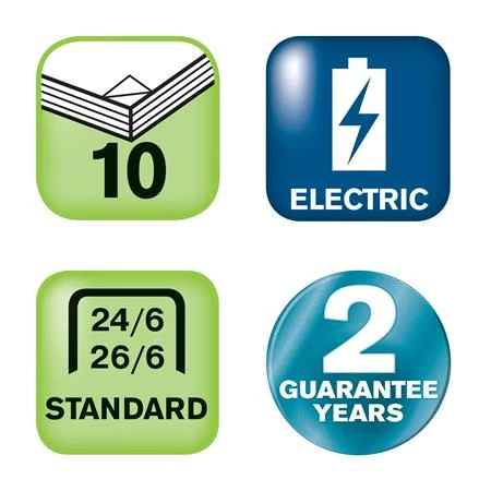 Tűzőgép elektromos RAPID Fixativ 10BX 10 lapos 24/6, 26/6, kapoccsal, kék