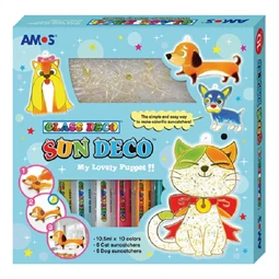 Üvegmatrica festék készlet AMOS 10x10.5ml festék + 6db cica+ 6db kutya fényvarázs forma