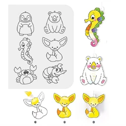 Üvegmatrica festék készlet AMOS 6x10.5ml+ 6db állatos fényvarázs forma