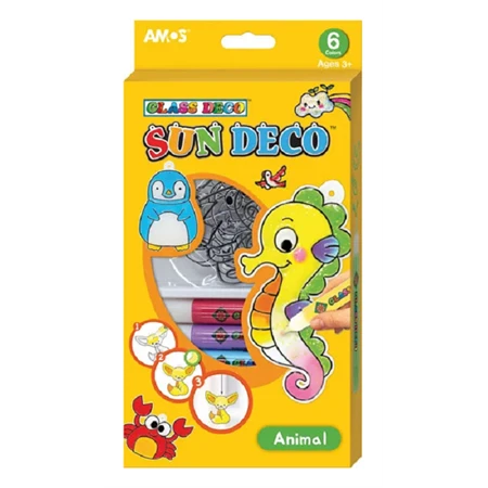 Üvegmatrica festék készlet AMOS 6x10.5ml+ 6db állatos fényvarázs forma