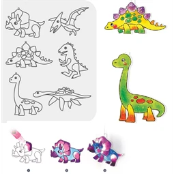 Üvegmatrica festék készlet AMOS 6x10.5ml+ 6db dinós fényvarázs forma