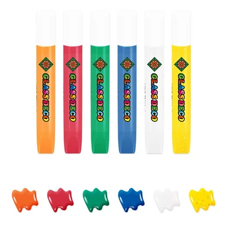 Üvegmatrica festék készlet AMOS 6x10.5ml+ 6db járműves fényvarázs forma