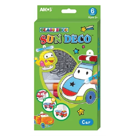 Üvegmatrica festék készlet AMOS 6x10.5ml+ 6db járműves fényvarázs forma