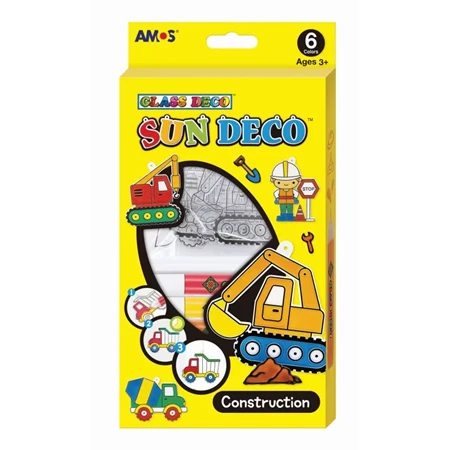 Üvegmatrica festék készlet AMOS 6x10.5ml festék + 6db munkagépek fényvarázs forma