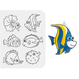 Üvegmatrica festék készlet AMOS 6x10.5ml festék + 6db trópusi halak fényvarázs forma