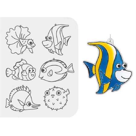 Üvegmatrica festék készlet AMOS 6x10.5ml festék + 6db trópusi halak fényvarázs forma