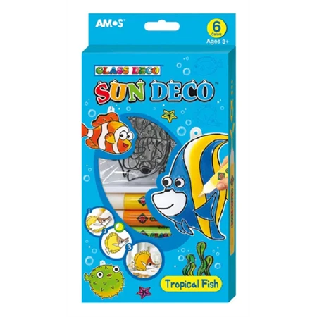 Üvegmatrica festék készlet AMOS 6x10.5ml festék + 6db trópusi halak fényvarázs forma