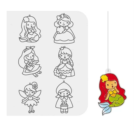 Üvegmatrica festék készlet AMOS 6x10.5ml festék + 6db tündérmesék fényvarázs forma