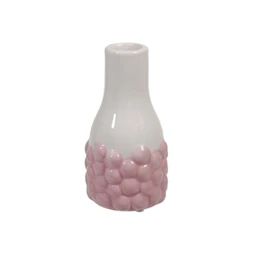 Váza domború mintával kerámia 6x11,5cm rózsaszín/fehér