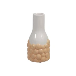 Váza domború mintával kerámia 7,5x15cm barack/fehér