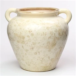 Váza füllel virág mintával kerámia 26,5x24x23,5 cm krém, barna