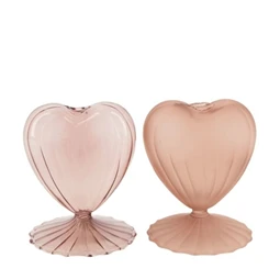 Váza szív alakú üveg 9x9x11,5cm rózsaszín/barack 2 féle 1db ( figura nem választható )