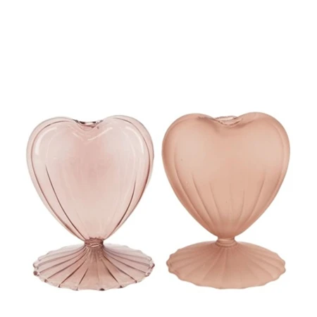 Váza szív alakú üveg 9x9x11,5cm rózsaszín/barack 2 féle 1db ( figura nem választható )