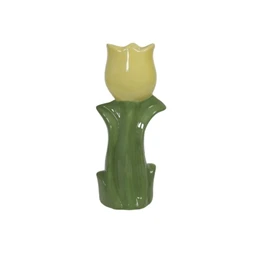 Váza tulipán kerámia 20,5cm sárga/zöld