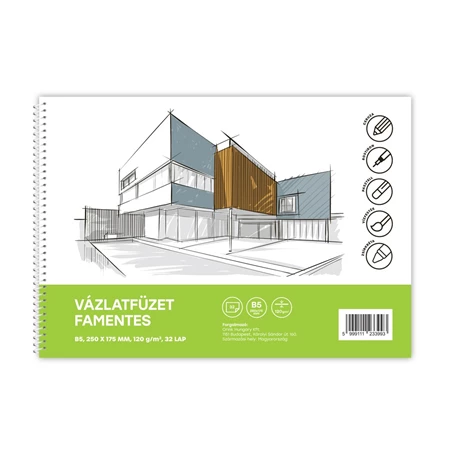 Vázlatfüzet B/5 famentes BLUERING 32lap spirálos