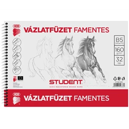 Vázlatfüzet B/5 famentes ICO STUDENT 32lap spirálos 160gr lapok