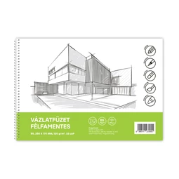 Vázlatfüzet B/5 félfamentes BLUERING 32 lap 120gr. spirálos