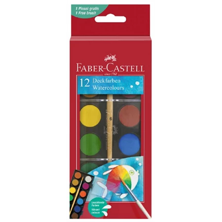 Vízfesték készlet 12db-os Faber-Castell  nagy 30mm-es korong