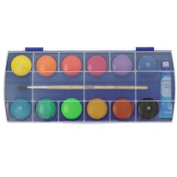Vízfesték készlet 12db-os PELIKAN + ecset, 30mm-es festékgombok, élénk színek, erős fedőképesség