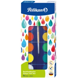 Vízfesték készlet 12db-os PELIKAN + ecset, 30mm-es festékgombok, élénk színek, erős fedőképesség