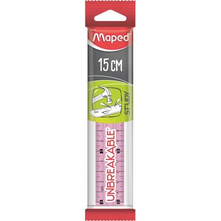 Vonalzó 15 cm MAPED Study Unbreakable műanyag, törhetetlen, vegyes színek