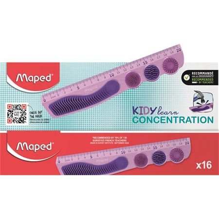 Vonalzó 20 cm MAPED Kidy Learn Concentration műanyag, lila