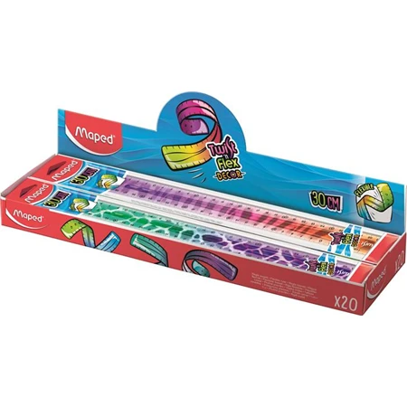 Vonalzó 30 cm MAPED Twist`n Flex műanyag, törhetetlen, Decor Animals vegyes színek