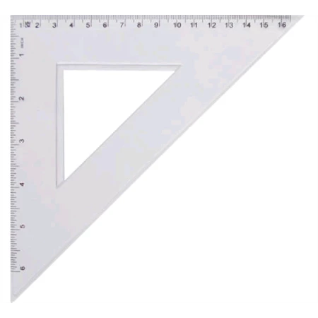 Vonalzó háromszög 45° 16,5 cm-es nagy