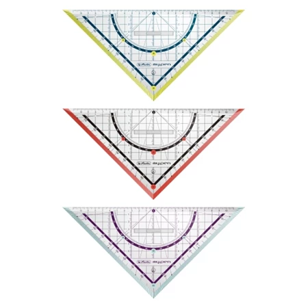 Vonalzó háromszög HERLITZ Geometriai 25 cm, 3 színben vegyesen, 1db