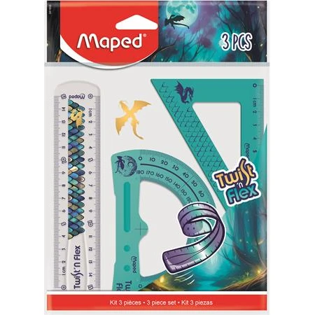 Vonalzó készlet 3db-os MAPED törhetetlen, Dragon sárkány