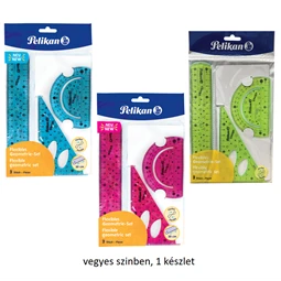 Vonalzó készlet PELIKAN 3db-os flexi hajlítható, törésálló, egyenes 20 cm, háromszög 13cm, szögmérő 10cm