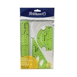 Vonalzó készlet PELIKAN 3db-os flexi hajlítható, törésálló, egyenes 20 cm, háromszög 13cm, szögmérő 10cm