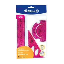 Vonalzó készlet PELIKAN 3db-os flexi hajlítható, törésálló, egyenes 20 cm, háromszög 13cm, szögmérő 10cm