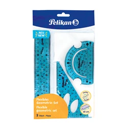 Vonalzó készlet PELIKAN 3db-os flexi hajlítható, törésálló, egyenes 20 cm, háromszög 13cm, szögmérő 10cm