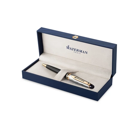 WATERMAN Expert Deluxe REFLECTIONS OF PARIS golyóstoll fekete test+arany-ezüst klipsz