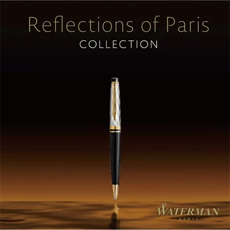 WATERMAN Expert Deluxe REFLECTIONS OF PARIS golyóstoll fekete test+arany-ezüst klipsz