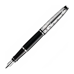 WATERMAN Expert töltőtoll fekete + cizellált ezüst felső