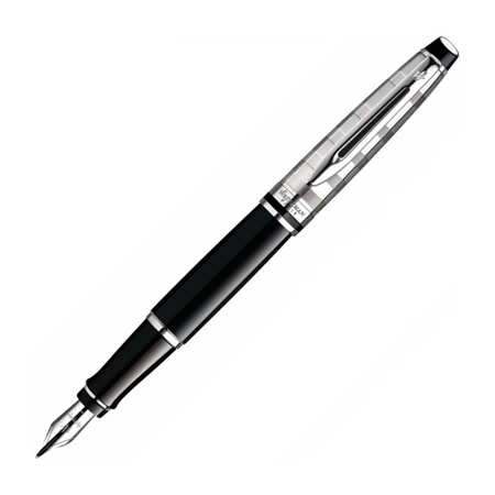 WATERMAN Expert töltőtoll fekete + cizellált ezüst felső