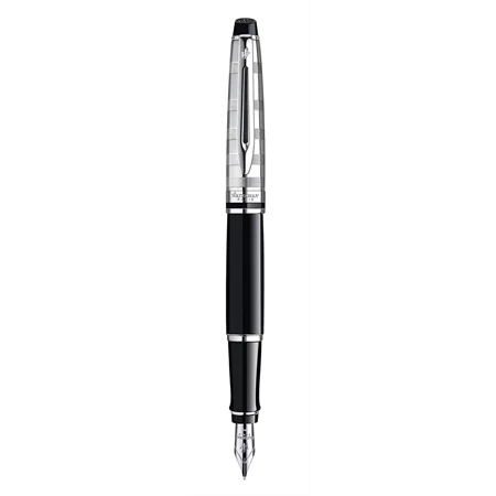WATERMAN Expert töltőtoll fekete + cizellált ezüst felső