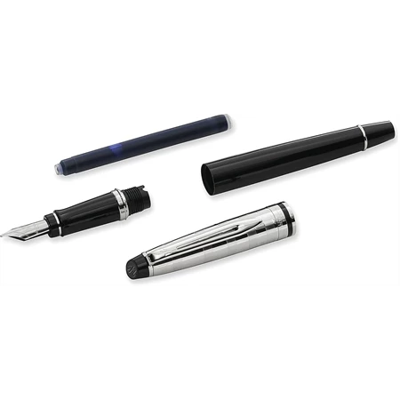 WATERMAN Expert töltőtoll fekete + cizellált ezüst felső