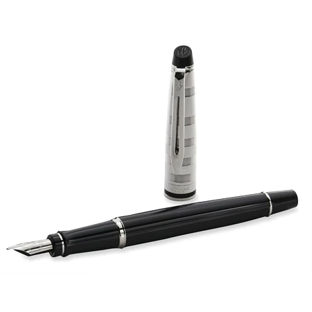 WATERMAN Expert töltőtoll fekete + cizellált ezüst felső